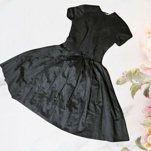 Vintage Haute Couture Flared Black Party Full Skirt Lace LBD Toni Todd Dress